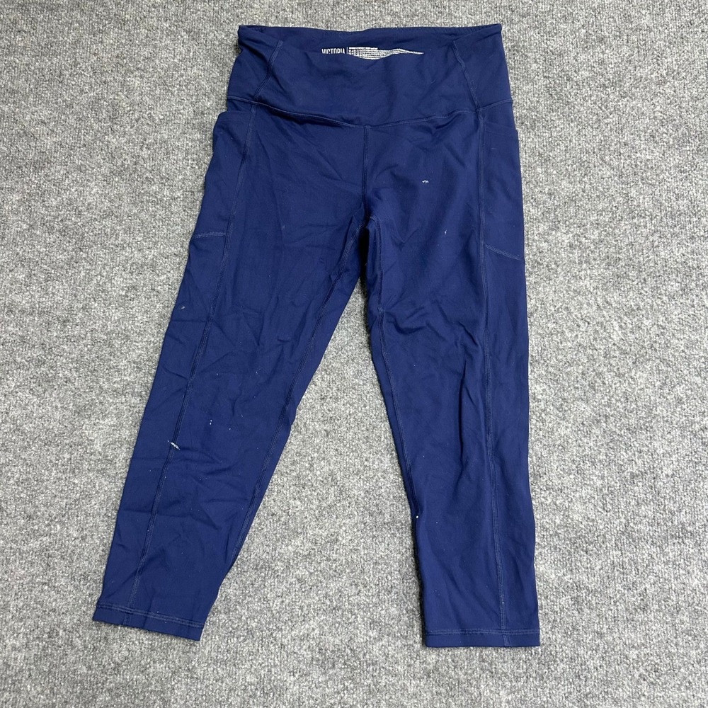 Victoria's Secret Capri Leggings Womens Size M Navy Blue Knockout Pockets